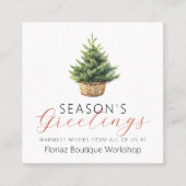Small Business Christmas Tree Winter Greenery Vierkante Visitekaartje (Voorkant)