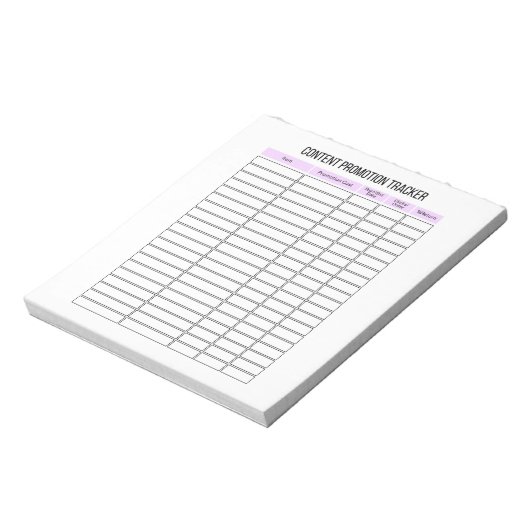 Small Business Content Promotion Tracker Notepad Notitieblok (Gedraaid)