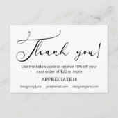 Small Business Coupon Eenvoudig script Dank u Informatiekaartje (Voorkant)