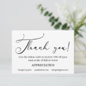 Small Business Coupon Eenvoudig script Dank u Informatiekaartje (Staand voorkant)