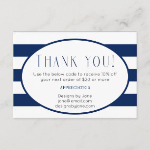 Small Business Coupon Navy Stripes Plaats Kaart