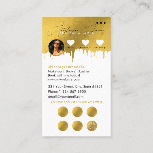 Small Business Discount Loyaliteit QR Code Wit Gou Visitekaartje (Achterkant)