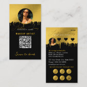 Small Business Discount Loyalty QR Code Zwart Goud Visitekaartje (Voorkant / Achterkant)