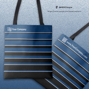 Small Business Logo naam QR-code blauw zwart wit Draagtas