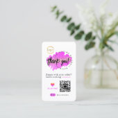 Small Business QR Code Logo Dank u Roze Glitter Visitekaartje (Staand voorkant)