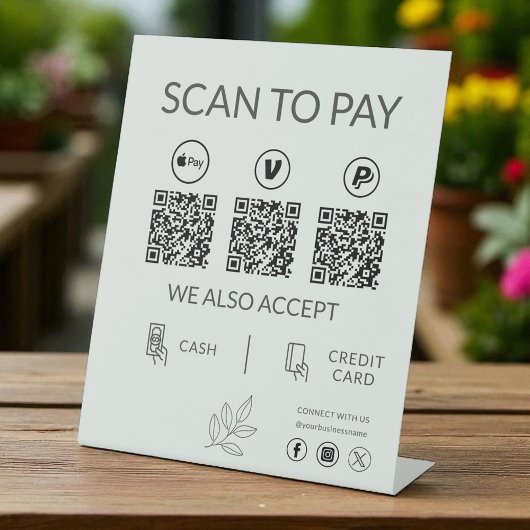 Small Business QR Code Payment - Scan to Pay Reclamebord Met Voetstuk