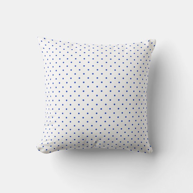 Small Cobalt Blue Polkadots on White Throw Pillow Kussen (Voorkant)