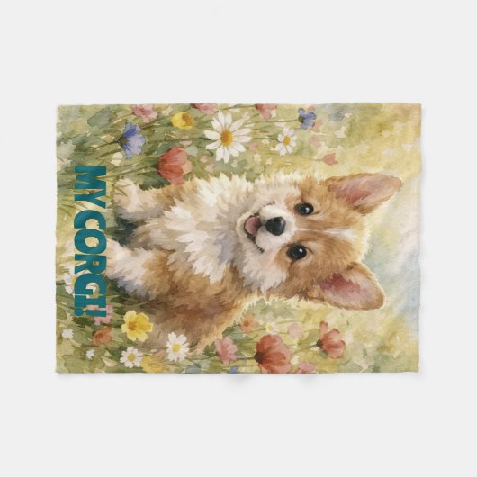 Small Corgi Customized Blanket Fleece Deken (Voorkant (Horizontaal))