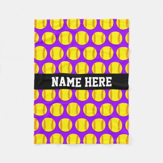 Small Custom Fleece Softball Blanket - Paars (Voorkant)