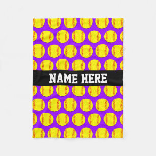 Small Custom Fleece Softball Blanket - Paars Deken