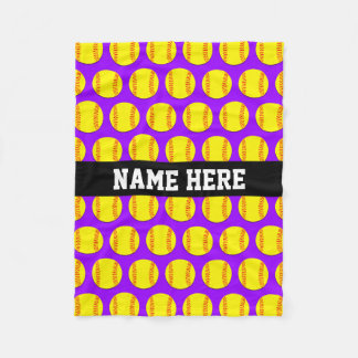 Small Custom Fleece Softball Blanket - Paars Deken