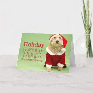 Small Dog In Santa Costume Feestdagen Kaart