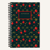 Small Festive Christmas Notebook - Red Ornaments Notitieboek (Voorkant)