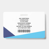 Small ID Card Identification Badge (Achterkant)