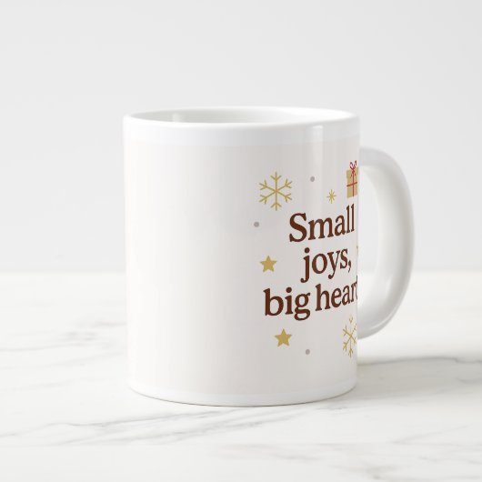 Small Joys, Big Hearts | Cozy Christmas Mug  Extra Grote Beker (Voorkant rechts)