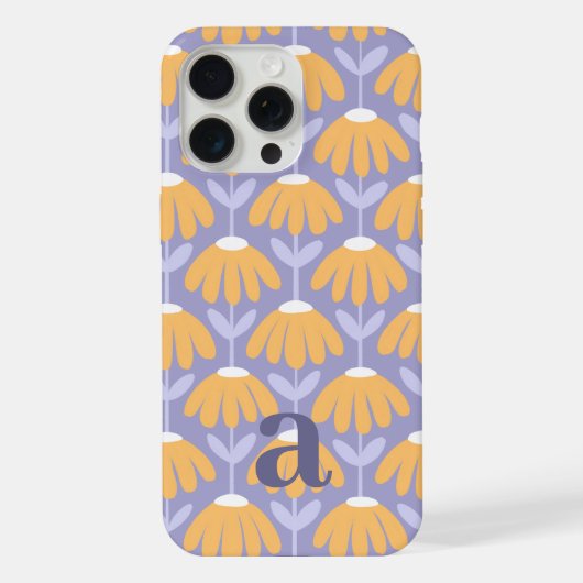 Small Monogram Letter Heather Blue Vintage Floral (Verso)