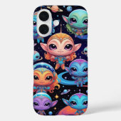 Small Multi-Coloured Aliens in Space Case-Mate iPhone Case (Achterkant)