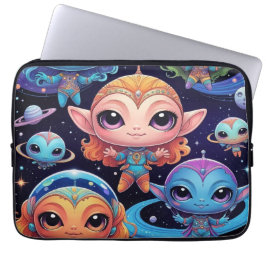 Small Multi-Coloured Aliens in Space Laptop Sleeve