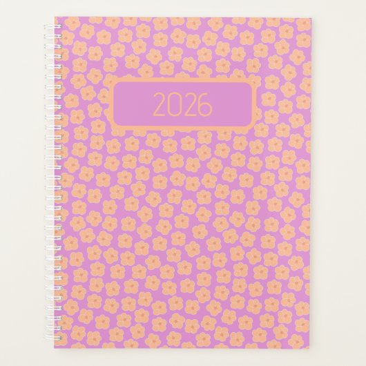 Small Peach Flowers on Pink Planner (Voorkant)