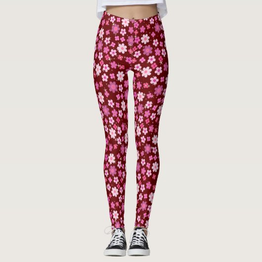 Small Pink Flowers Pattern C10 Dred BG Leggings (Voorkant)
