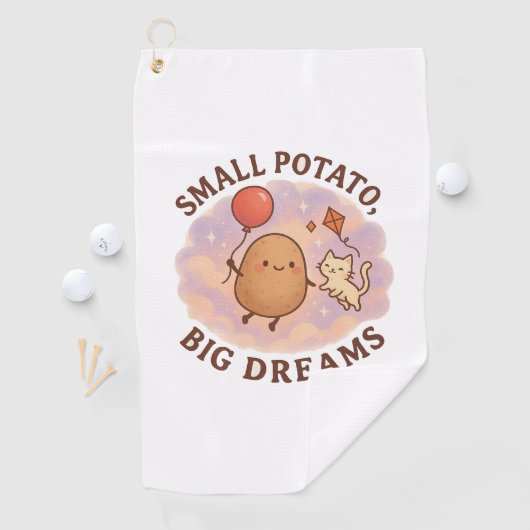 Small Potato Big Dreams – Schattige Motivatie Golfhanddoek (Insitu)