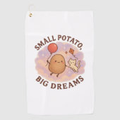 Small Potato Big Dreams – Schattige Motivatie Golfhanddoek (Voorkant)