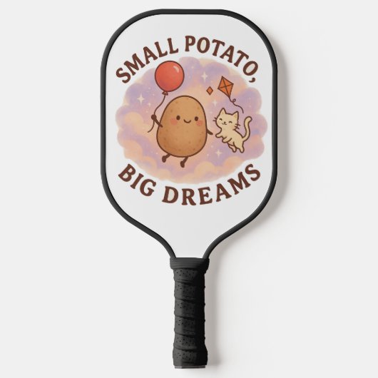 Small Potato Big Dreams – Schattige Motivatie Pickleball Paddle (Voorkant)