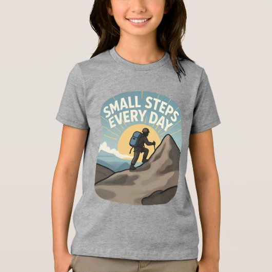 Small Steps Every Day Hiking Mountain Adventure Tri-Blend Shirt (Voorkant)