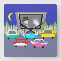 Small Town Drive-In Movie Wall-klok