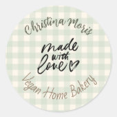 Small Vegan Home Bakery Made with Love Pattern Ronde Sticker (Voorkant)