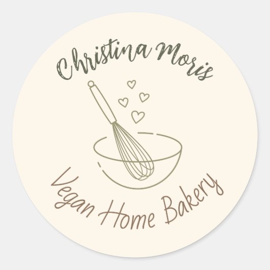 Small Vegan Home Bakery Ronde Sticker (Voorkant)