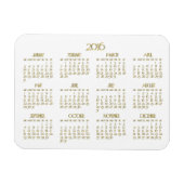 Small White and Gold Yarly Calendar 2016 Magnets Magneet (Horizontaal)