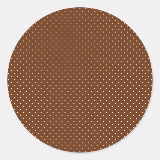 Small White Polka Dots on Chocolate Brown Ronde Sticker (Voorkant)