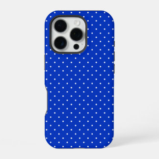 Small White Polka Dots on Cobalt Blue Phone Case iPhone 16 Pro Hoesje