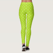 Small white polka dots on lime green leggings  (Dos)