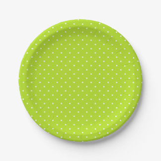 Small White Polka Dots on Lime Green Paper Plate Papieren Bordje