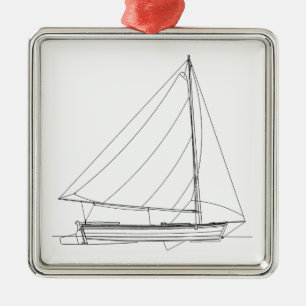 Small Wooden Sailboat - Caribische Sloop Metalen Ornament