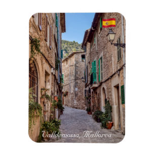 Smalle straat in het dorp Valldemossa - Mallorca Magneet