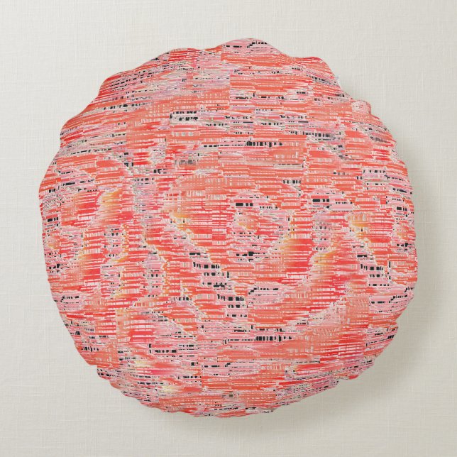 Smalle zalm en perzik mozaïek effect rond kussen (Achterkant)