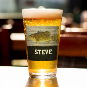Smallmouth Bass Vist Beer Angler Fisherman Mannen Glas