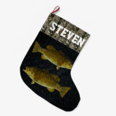 Smallmouth Bass Vist Camo Name Mannen Grote Kerstsok (Voorkant (Hangend))