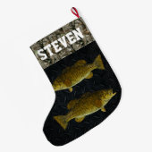 Smallmouth Bass Vist Camo Name Mannen Grote Kerstsok (Achterkant (Hangend))