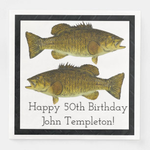 Smallmouth Bass Vist Sports Birthday Napkins Servet