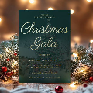 Smaragd Bedrijfs Kerst Gala Feest Goud Folie Uitnodiging