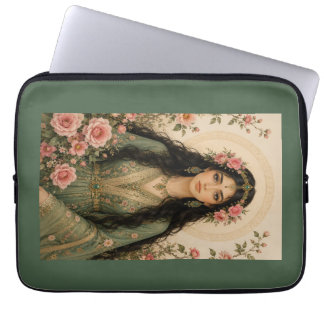 Smaragd Bloemendame Vliesdeken | Perzisch Roze Laptop Sleeve