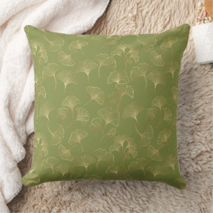 Smaragd Botanisch Goud Ginkgo Blad Luxe Patroon Kussen