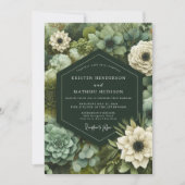 Smaragd Botanische Weelderige Huwelijk Kaart (Voorkant)