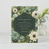 Smaragd Botanische Weelderige Huwelijk Kaart (Staand voorkant)