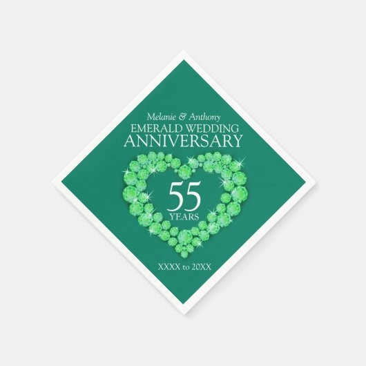 Smaragd Bruiloft hart en naam servetten (Hoek)