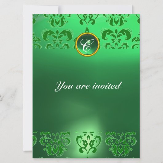 SMARAGD DAMAST EDELSTEEN MONOGRAM groen Kaart (Voorkant)